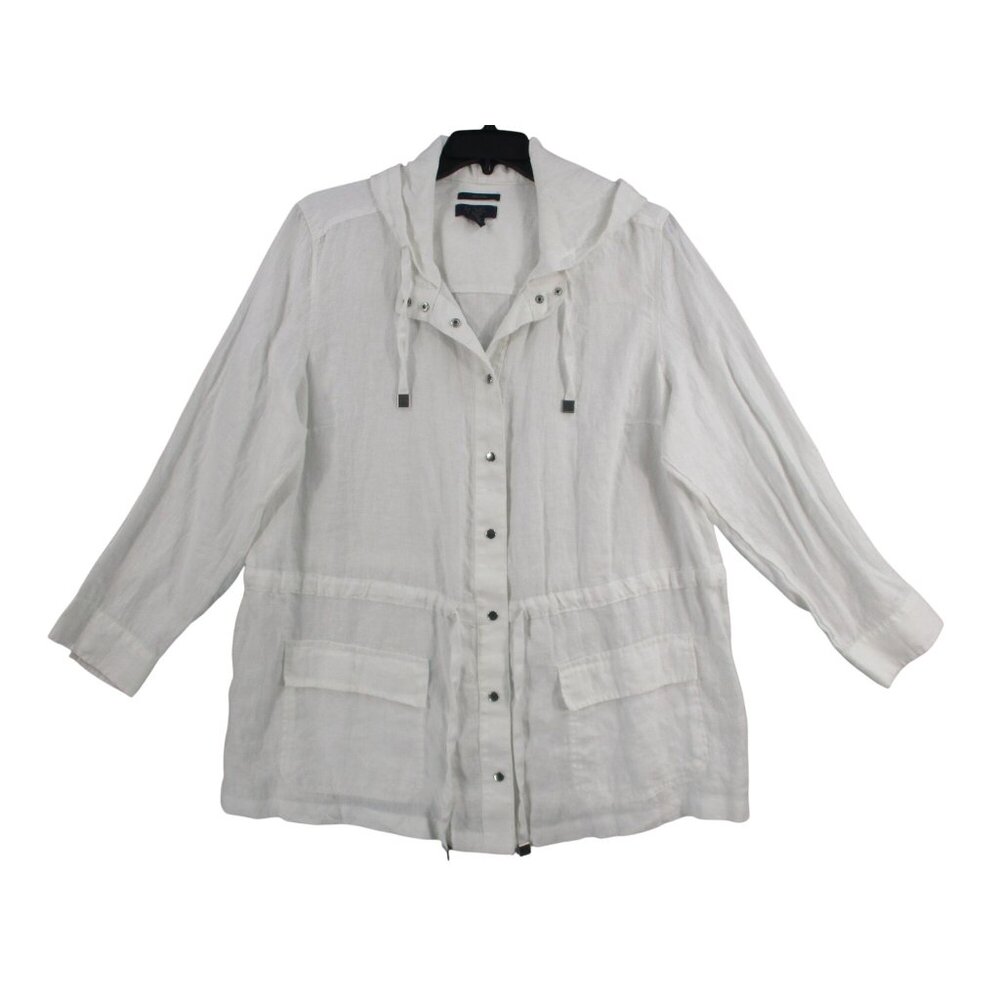 Rachel Rachel Roy Womens White Linen Hooded Jacket 2X‎